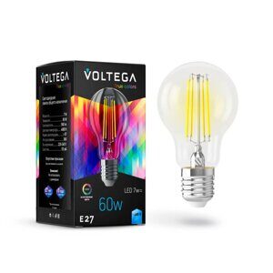 Лампа светодиодная Voltega E27 7W 4000K груша прозрачная VG10-A60E27cold7W-F 7141